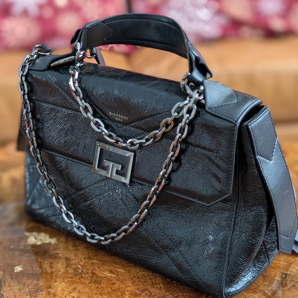 Givenchy Black Leather Medium Shoulder / Crossbody Bag with Chain & Strap - Picture 7 of 17
